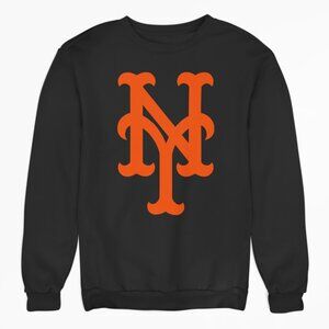 NEW York Mets Team Color Pop NY Fleece Long Sleeve Sweatshirt BLACK